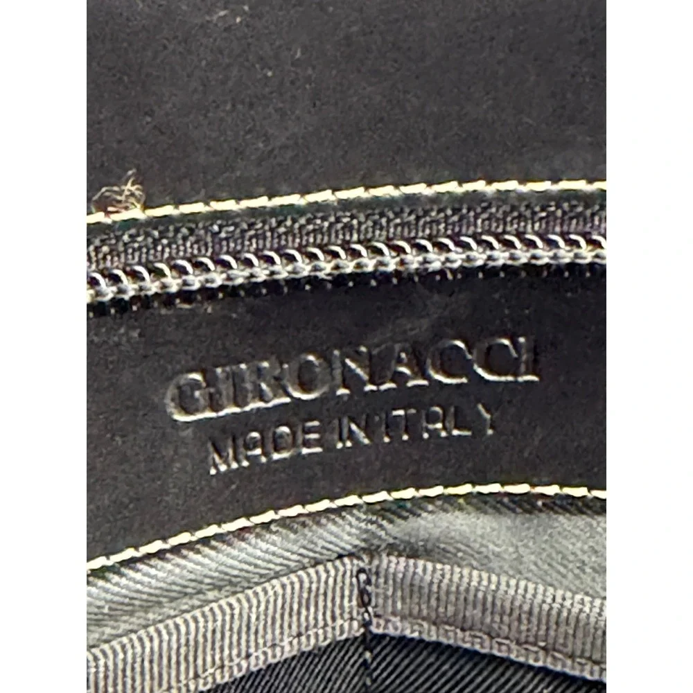 Gironacci Black Leather Shoulder Bag Made in Italy Contrast Stitch Tote